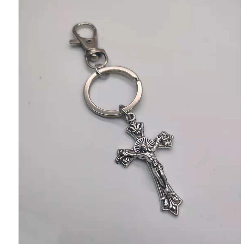 Fashion Simple Antique Silver Cross Keychain