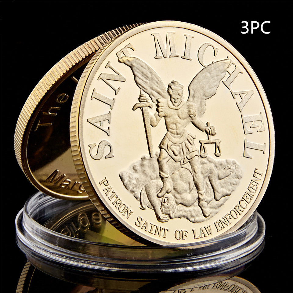 3x St. Michael Gold Coin Of Protection