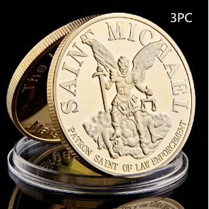 3x St. Michael Gold Coin Of Protection