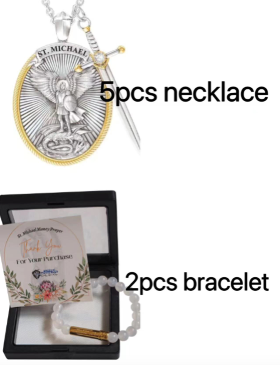 5 x St. Michael Wish Necklace + 2 Wish Bracelet (Worth $39)