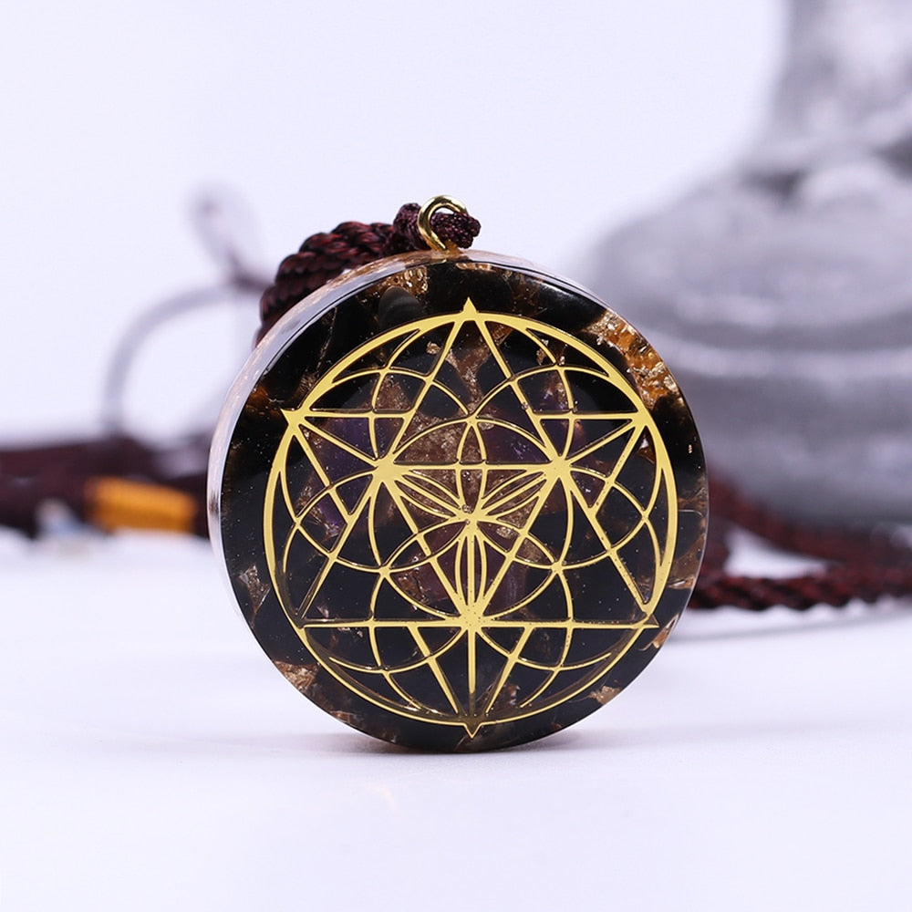 Seed of life Ancient Orgon Energy Crystal Pendant | Bryan Lim । Geometry Orgone Pendant । Handmade Aquamarine Pendant । Necklace । Pendant । Chakra Symbol Orgonite Necklace । Orgon Energy Crystal Pendant । crystals