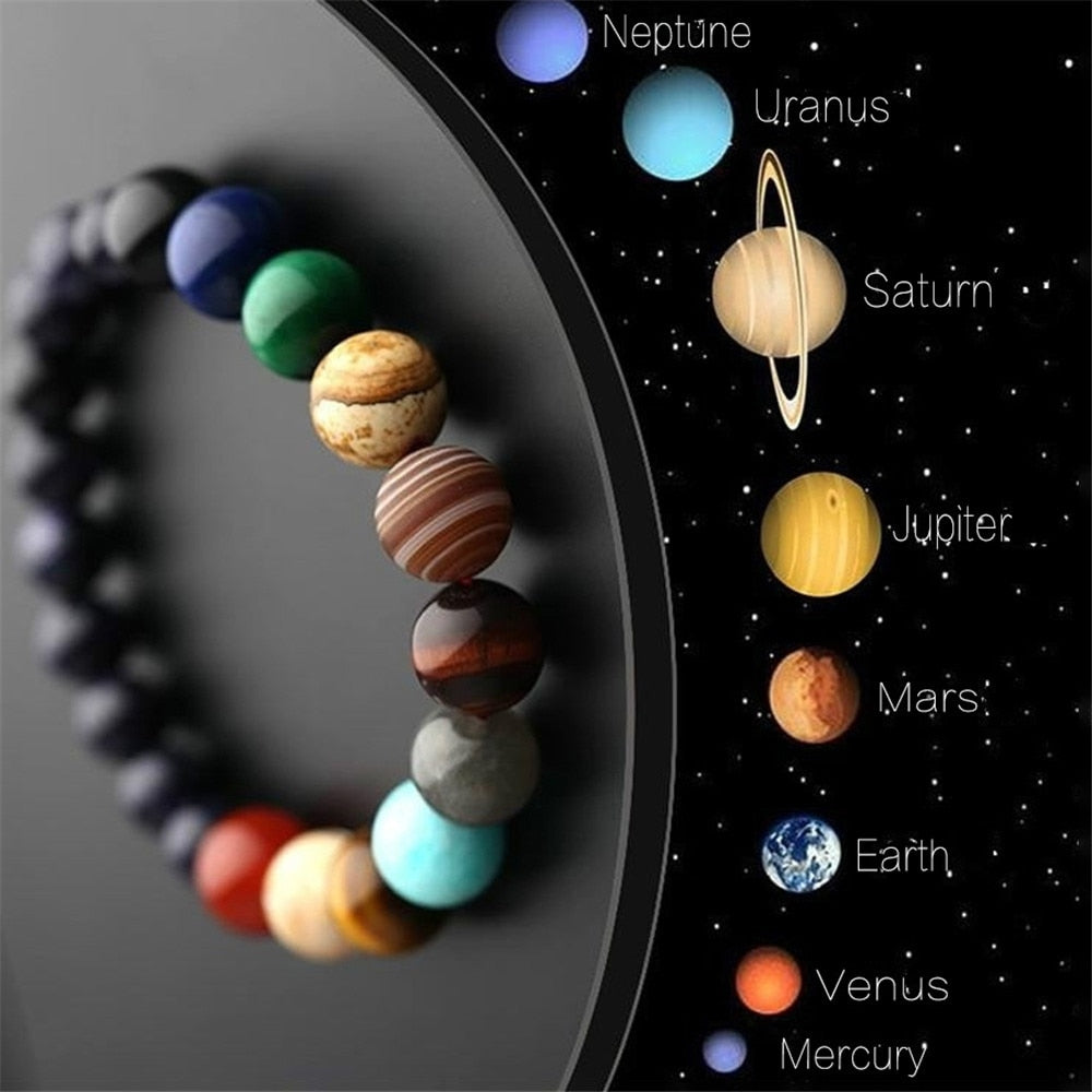 Eight Planets Natural Stone Bracelet Galaxy Solar System Beads Bracelets|Bryan Lim | Handmade Planet Jewelry | Astronomy Bracelet | Natural Stone Beads Bracelets | Solar System Couple Bracelet | bracelets