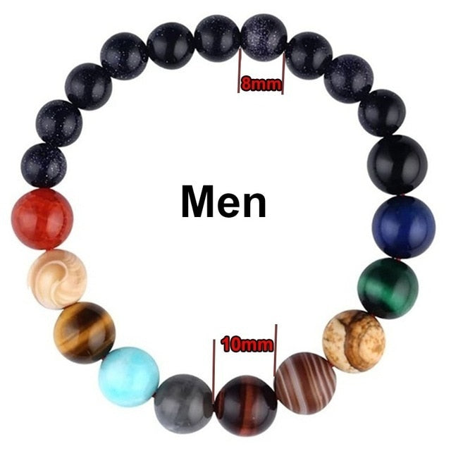 Eight Planets Natural Stone Bracelet Galaxy Solar System Beads Bracelets|Bryan Lim | Handmade Planet Jewelry | Astronomy Bracelet | Natural Stone Beads Bracelets | Solar System Couple Bracelet | bracelets